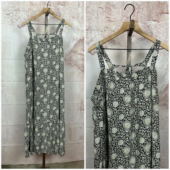 OLD NAVY ruffled hem prairie maxi dress size 3X black white hippie boho floral - Picture 1 of 7